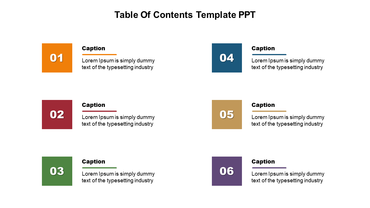 Table Of Contents Template PPT Free